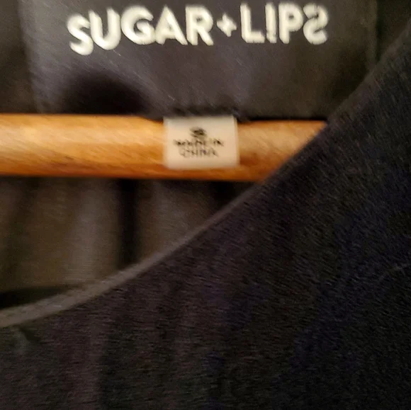 Sugar Lips Black lined long sleeve Tunic Dress with ties on sleeves S - Picture 2 of 8